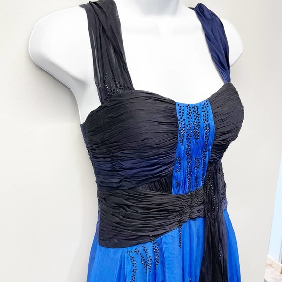 Alberto Makali Ombré Beaded Gown Silk Blue Size 2 - Picture 4 of 16